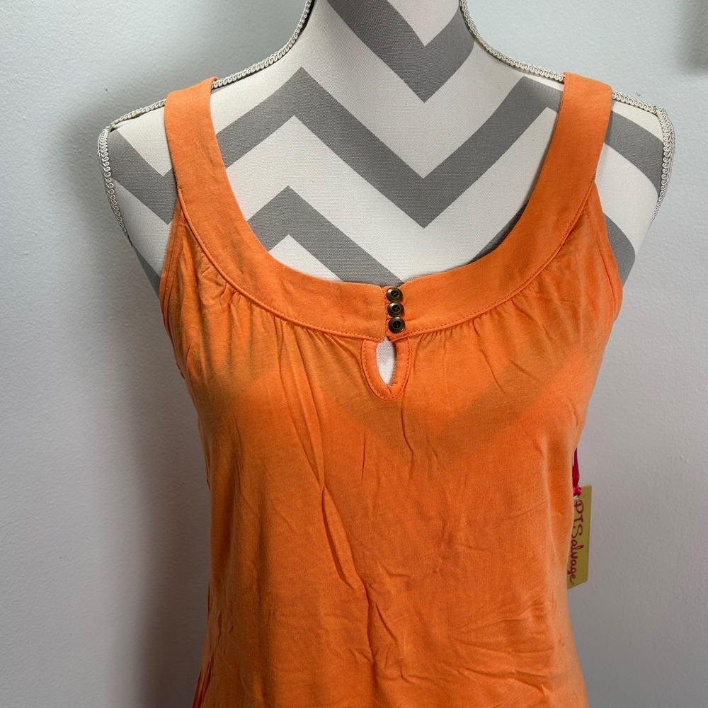 P.J.‎ Salvage Women's Orange Tank Top Sleeveless Casual Button Keyhole Large - Picture 4 of 6
